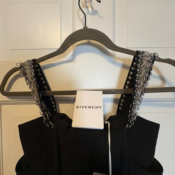 NWT Givenchy Black Evening Gown Size 2 Luxury Designer Glam with Metal Strap - Picture 11 of 13